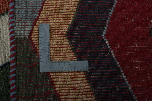 Close-up detail of 2000s Persian Gabbeh rug from Pakistan showing Wool weave