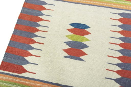 Surface texture of New Kilim Sofre rug with natural Wool and intricate pattern