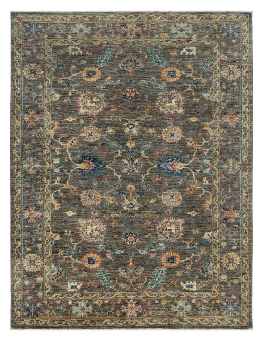 Full view of New Farahan rug from Pakistan, 199 × 151 cm in Brown tones