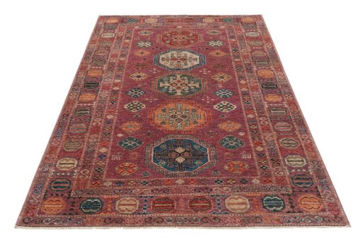Surface texture of New Kazak rug with natural Wool and intricate pattern