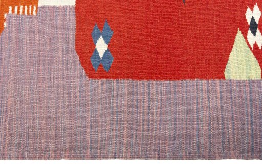 Close-up detail of New Kilim Dastan rug from Turkey showing Wool weave