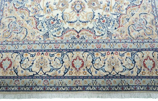 Full view of 2000s Nain rug from Iran / Persia, 320 × 212 cm in Beige tones