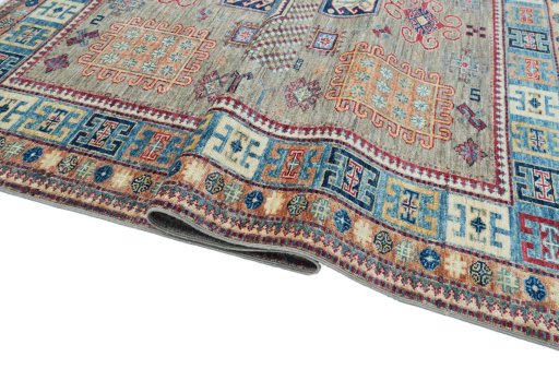 Close-up detail of New Kazak rug from Pakistan showing Wool weave