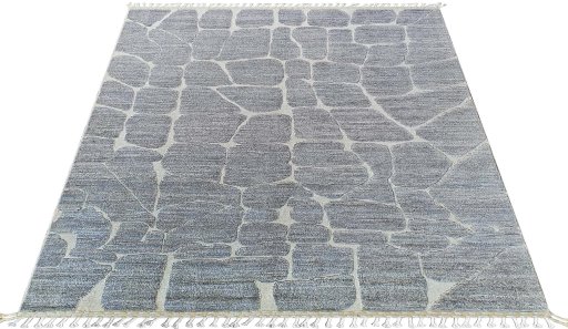 Corner detail of New Morocco rug showing border pattern and Wool pile