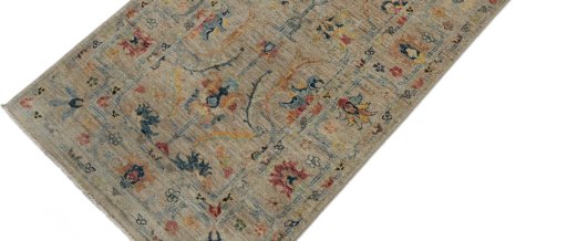 Backside of handmade New Farahan rug showing knot structure and weave density