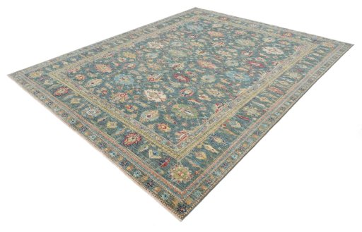 Close-up detail of New Kazak rug from Pakistan showing Wool weave
