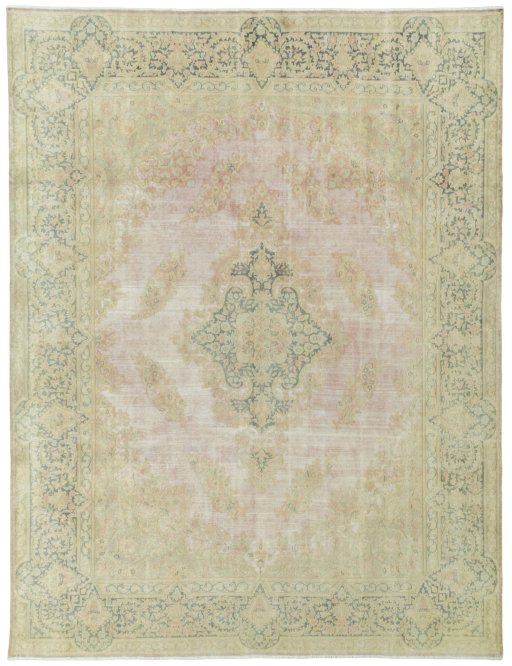 Full view of 1950s Vintage rug from Pakistan, 398 × 304 cm in Red tones