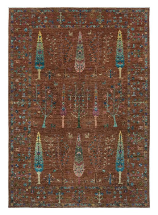 Full view of New Farahan rug from Pakistan, 333 × 241 cm in Yellow tones
