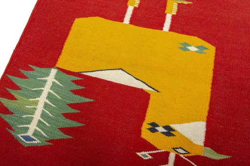Surface texture of New Kilim Dastan rug with natural Wool and intricate pattern