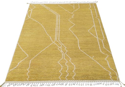Corner detail of New Morocco rug showing border pattern and Wool pile
