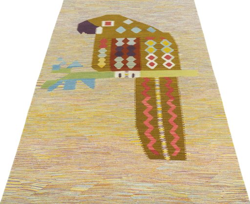Close-up detail of New Kilim Dastan rug from Turkey showing Wool weave