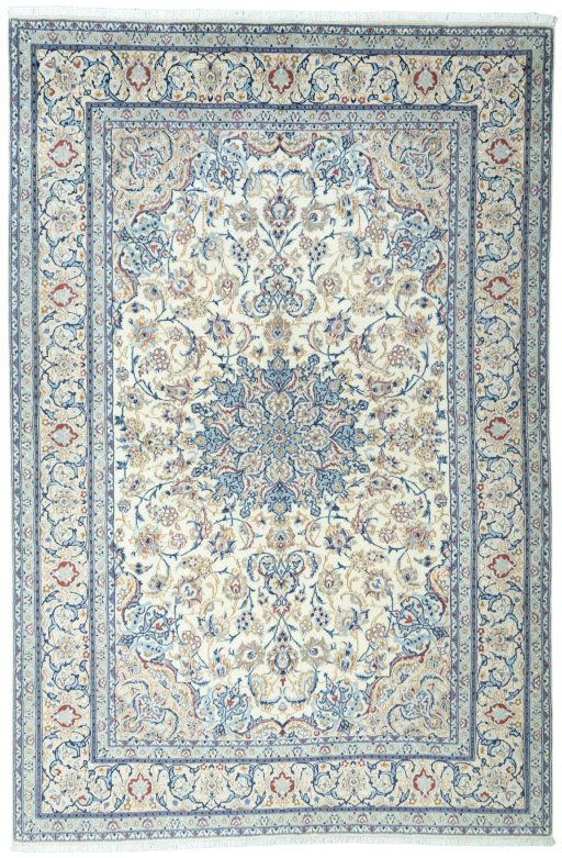 Full view of 2000s Nain rug from Iran / Persia, 320 × 212 cm in Beige tones