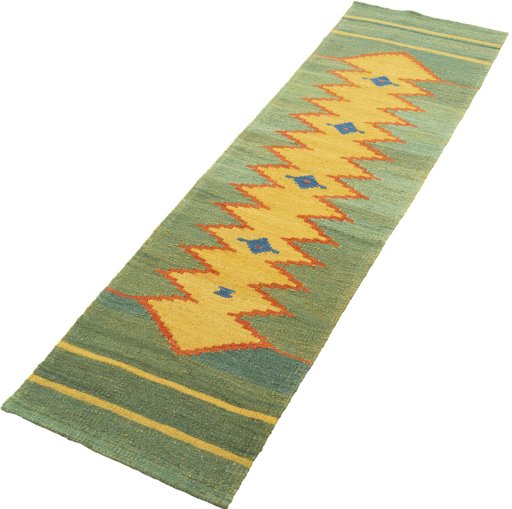 Corner detail of New Modern Design rug showing border pattern and Wool pile