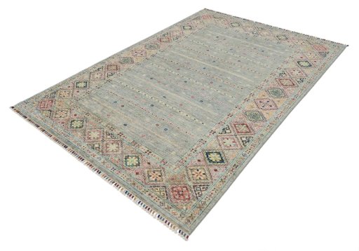 Close-up detail of New Samarkand rug from Pakistan showing Wool weave