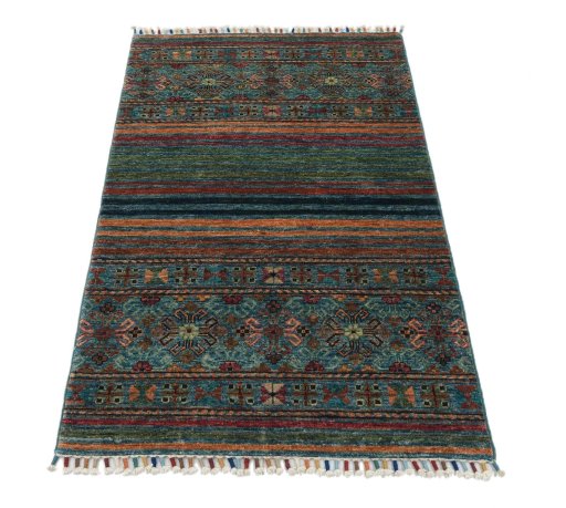 Surface texture of New Samarkand rug with natural Wool and intricate pattern