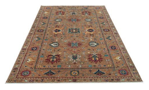 Surface texture of New Kazak rug with natural Wool and intricate pattern