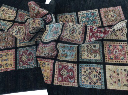 Full view of New Farahan rug from Pakistan, 226 × 169 cm in Brown tones