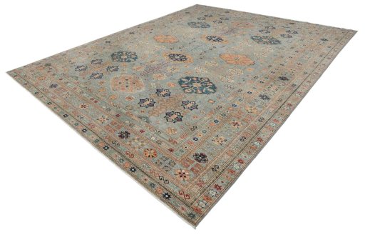 Close-up detail of New Kazak rug from Pakistan showing Wool weave