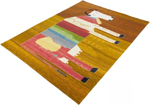 Corner detail of New Kilim Dastan rug showing border pattern and Wool pile