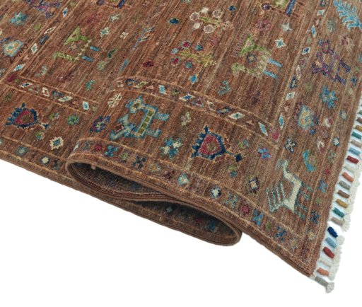 Close-up detail of New Samarkand rug from Pakistan showing Wool weave