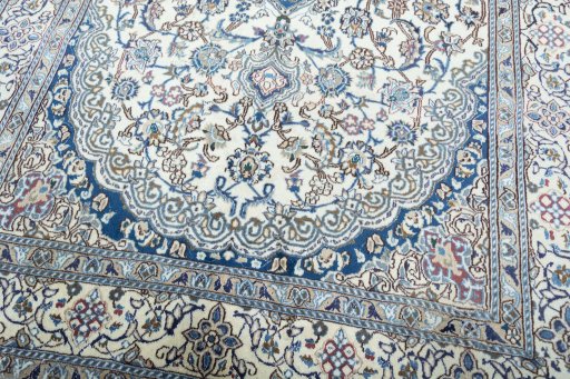 Close-up detail of 2000s Nain rug from Iran / Persia showing Wool weave
