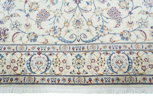 Full view of 2000s Nain rug from Iran / Persia, 309 × 204 cm in Beige tones