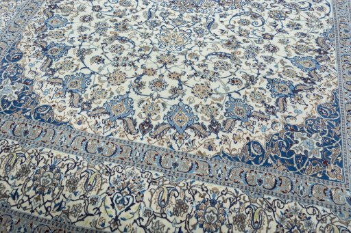 Close-up detail of 2000s Nain rug from Iran / Persia showing Wool weave