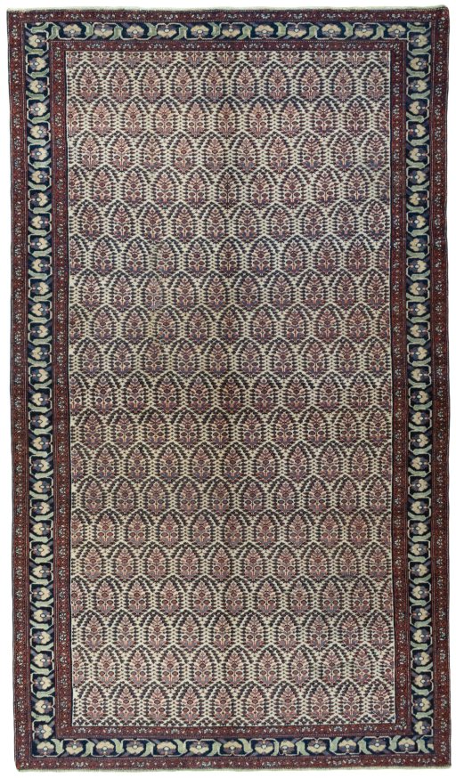 Full view of 1930s Hamedan rug from Iran / Persia, 300 × 174 cm in Beige tones