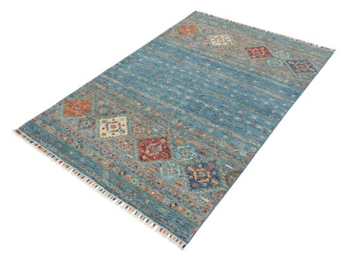 Close-up detail of New Samarkand rug from Pakistan showing Wool weave