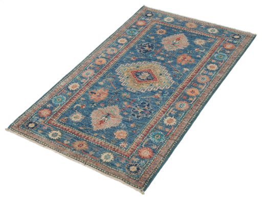 Close-up detail of New Kazak rug from Pakistan showing Wool weave