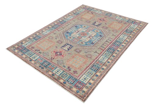Close-up detail of New Kazak rug from Pakistan showing Wool weave