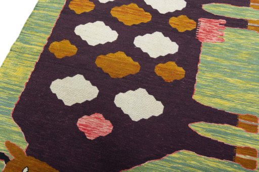 Surface texture of New Kilim Dastan rug with natural Wool and intricate pattern