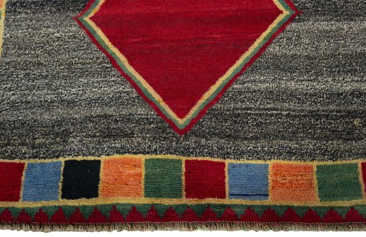 Central medallion detail of 1970s Persian Gabbeh rug from Iran / Persia
