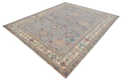 Close-up detail of New Kazak rug from Pakistan showing Wool weave