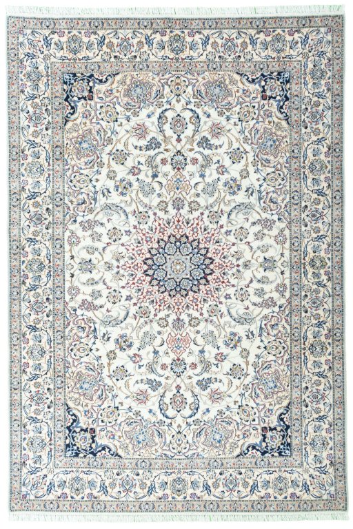 Full view of 2000s Nain rug from Iran / Persia, 300 × 204 cm in Beige tones