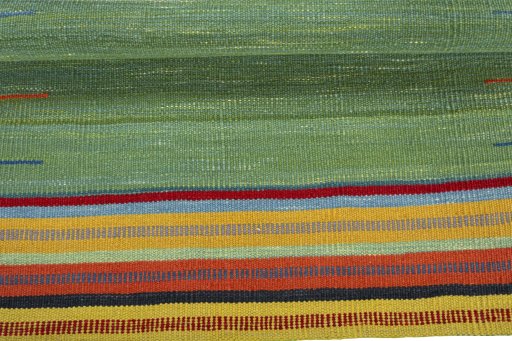 Full view of New Kilim Sofre rug from Turkey, 79 × 102 cm in Multi Color tones