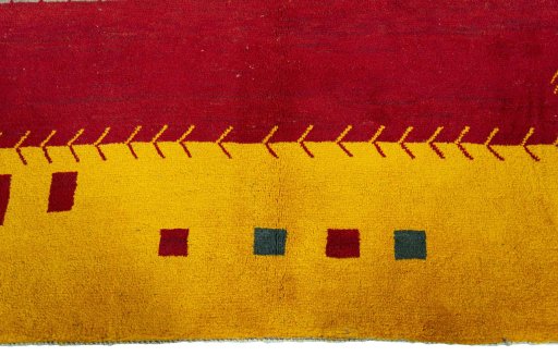 Central medallion detail of 2000s Persian Gabbeh rug from Pakistan