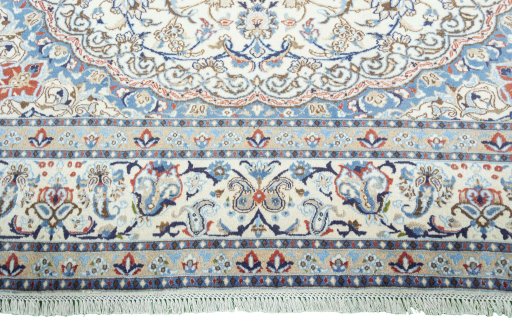 Full view of 2000s Nain rug from Iran / Persia, 336 × 248 cm in Beige tones
