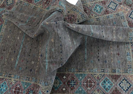 Full view of New Samarkand rug from Pakistan, 238 × 170 cm in Brown tones