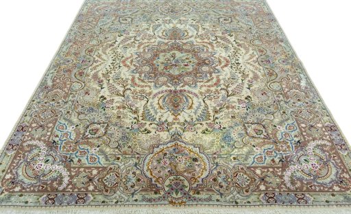 Surface texture of New Tabriz 50/60/70 Raj rug with natural Cork and intricate pattern
