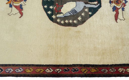 Close-up detail of 2000s Persian Gabbeh rug from Iran / Persia showing Wool weave
