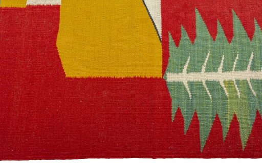 Close-up detail of New Kilim Dastan rug from Turkey showing Wool weave
