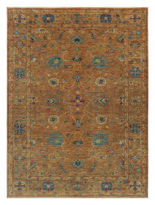 Full view of New Farahan rug from Pakistan, 200 × 152 cm in Yellow tones