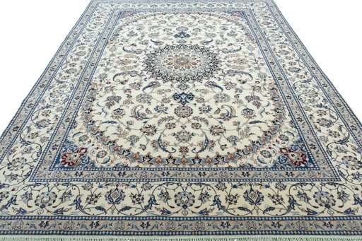 Surface texture of New Nain rug with natural Wool and intricate pattern