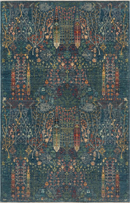 Full view of New Haj-jalili rug from Pakistan, 281 × 180 cm in Blue tones
