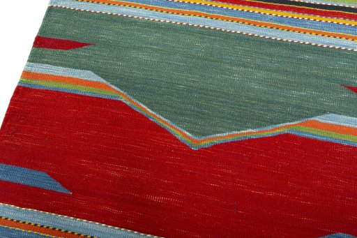 Surface texture of New Kilim Sofre rug with natural Wool and intricate pattern