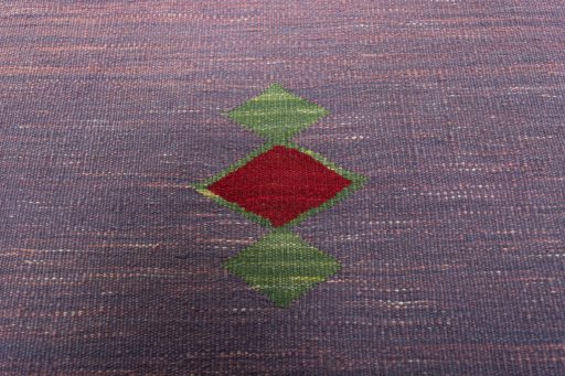 Backside of handmade New Kilim Sofre rug showing knot structure and weave density