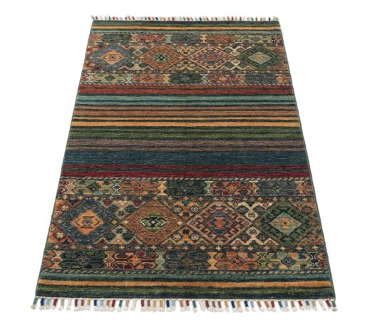 Surface texture of New Samarkand rug with natural Wool and intricate pattern