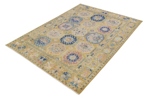 Close-up detail of New Samarkand rug from Pakistan showing Wool weave