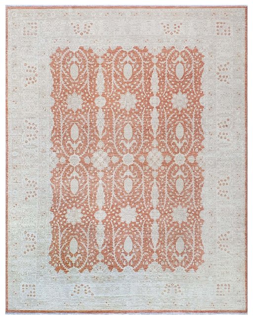 Full view of New Farahan rug from Pakistan, 355 × 269 cm in Red tones